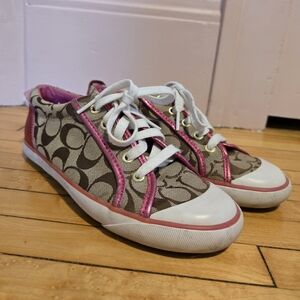 Coach women's Pink And Brown Tennis Shoes Size 8